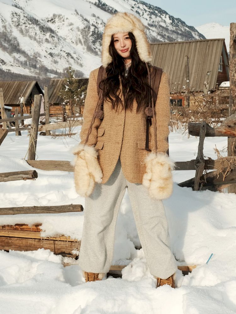 Knitted plush gloves 【s0000006016】