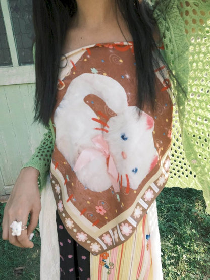 Color Block Cat Print Headscarf【s0000012774】