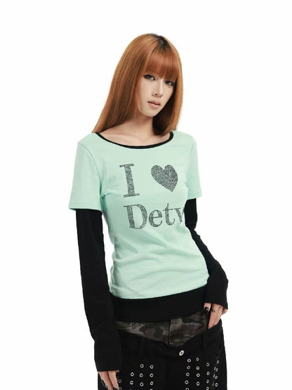 Fake Two-Piece Mint Green U-Neck T【s0000018360】