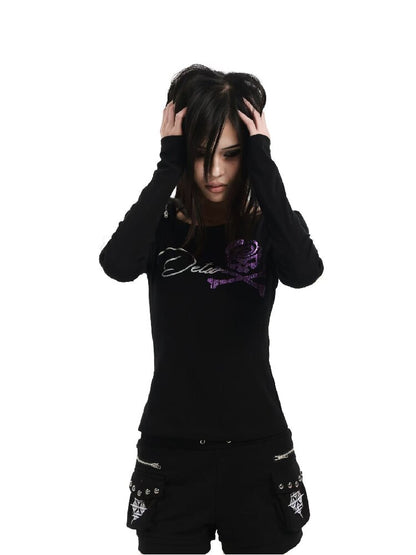 Glitter Pink Skull Zip Top【s0000018359】