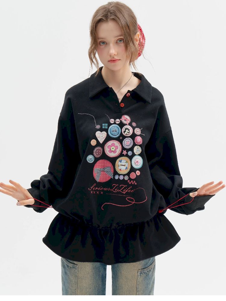 Neck Waist Slimming Sweatshirt【s0000012217】