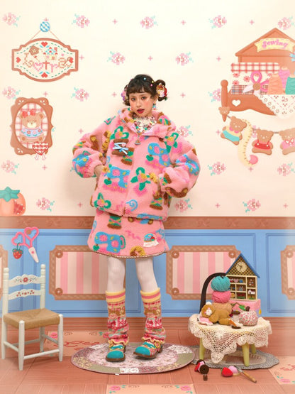 Pink Polar Fleece Lambswool Jacket【s0000015565】