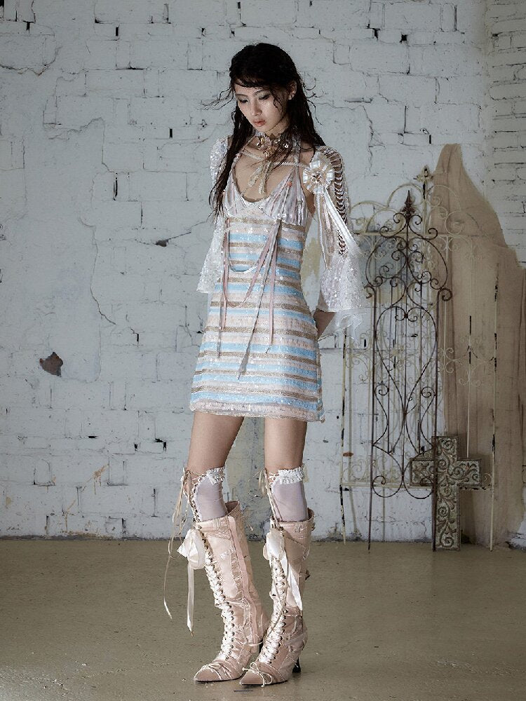 Pearl Chain Sequin Chiffon Cover Up【s0000016991】