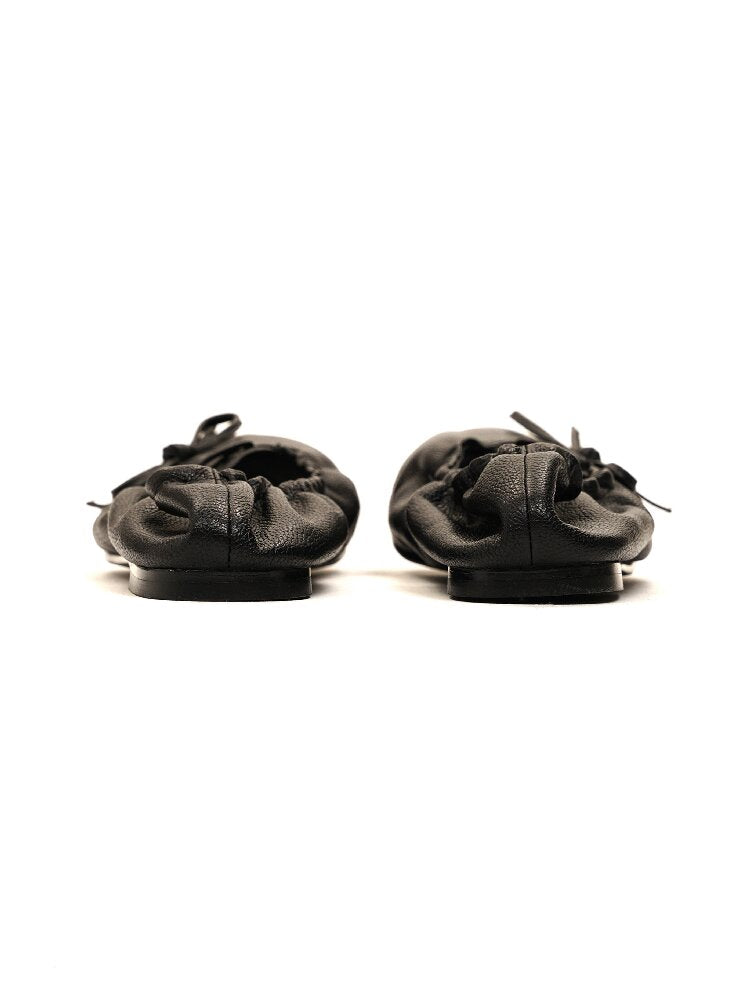 Leather Diagonal Bow Ballet Flats【s0000017935】