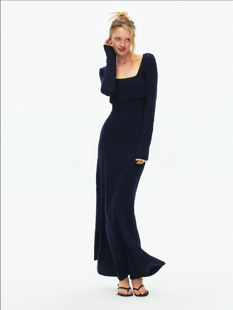 Knit Contrast Edge Camisole Dress【s0000015917】