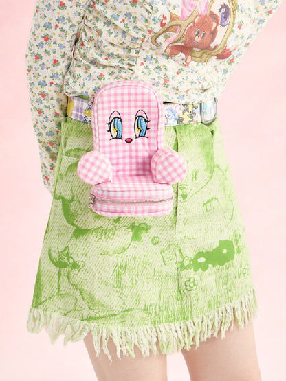 Plaid Floral Embroidered Crossbody Bag【s0000018728】