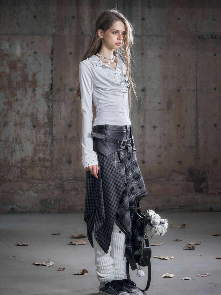 Punk splicing velvet bustier skirt【s0000013886】