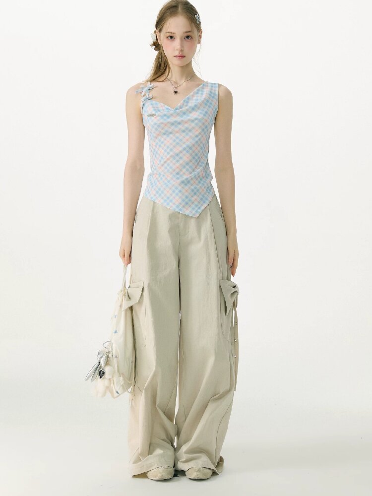 Summer Plaid Bow Vest Camisole【s0000017152】