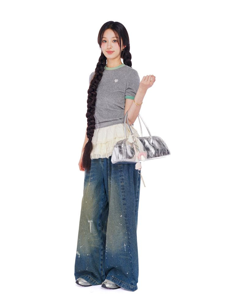 Bow tie Hundred folding white super short skirt【s0000008593】