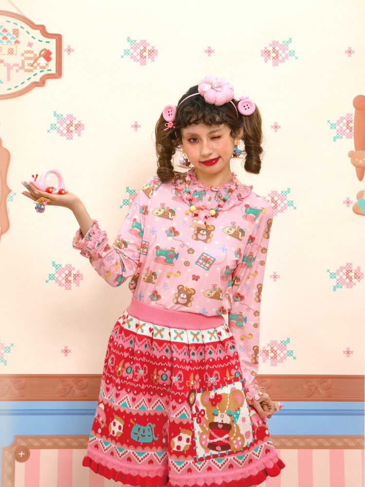 Red Fair Island Bear Lace Skirt【s0000015571】