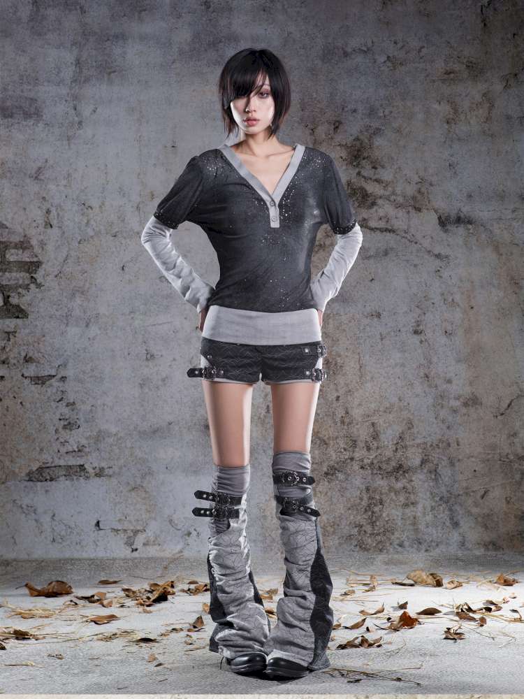 High-Stretch Printed Rhinestone Knit Top【s0000014490】