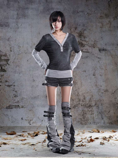 High-Stretch Printed Rhinestone Knit Top【s0000014490】