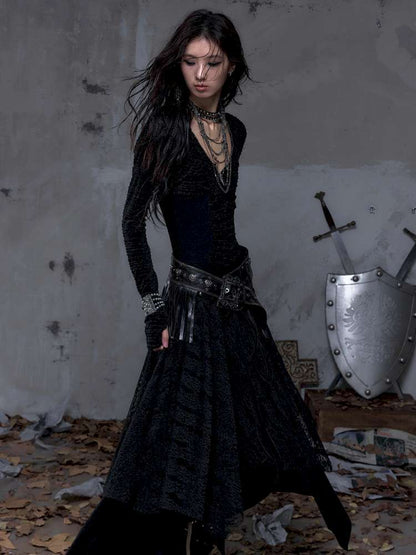 Lace Slimming Patchwork Knit Dress【s0000014467】