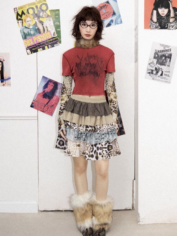 Printed splicing bustier cake skirt【s0000012271】