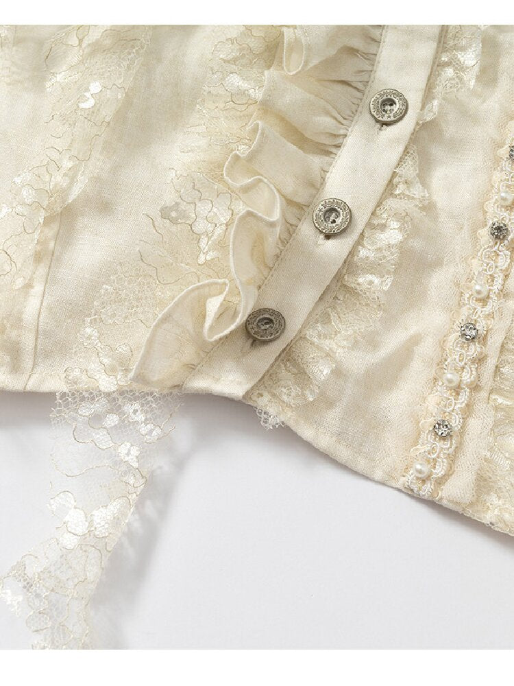 Vintage Lace Asymmetrical Shirt【s0000017987】