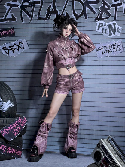 Embroidered Rivet Girl Punk Style Niche Short Denim Jacket【s0000014029】