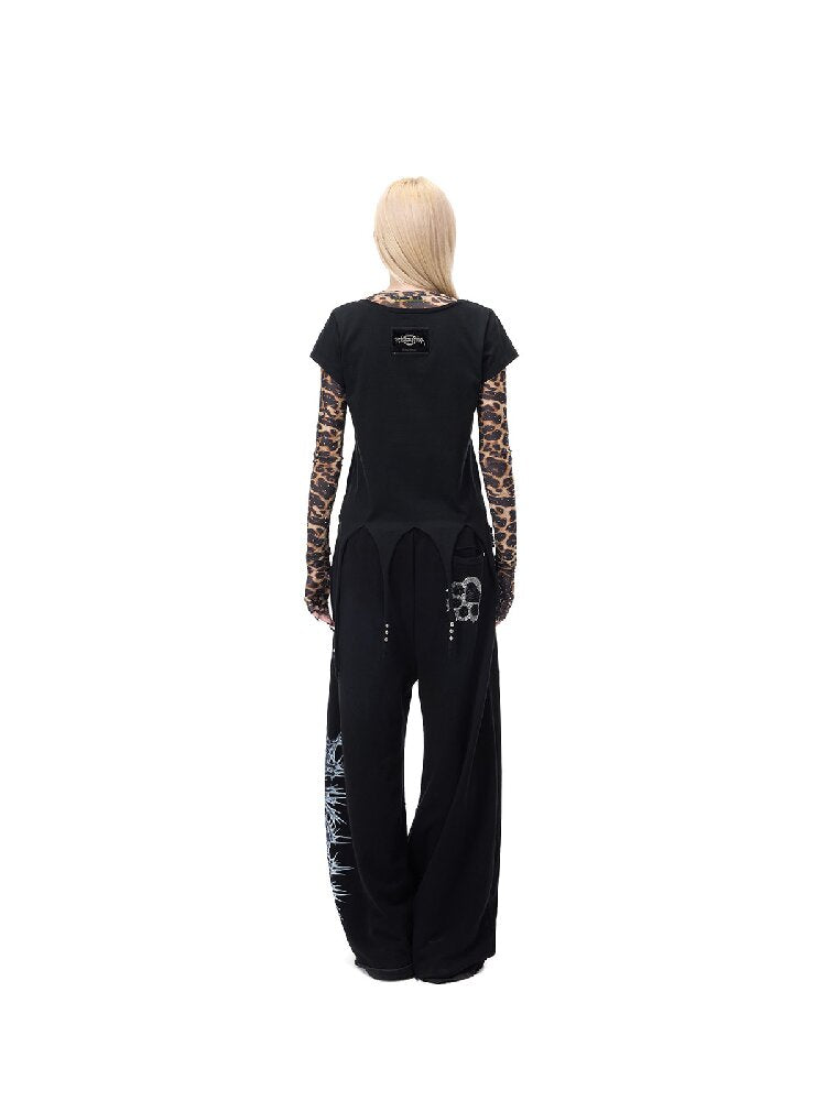 Shiny Diamond Thorn Embroidered Base T-shirt【s0000017716】