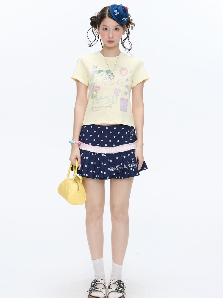 Two Color Vine Slim Short T-Shirt【s0000016407】