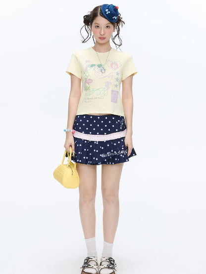 Two Color Vine Slim Short T-Shirt【s0000016407】