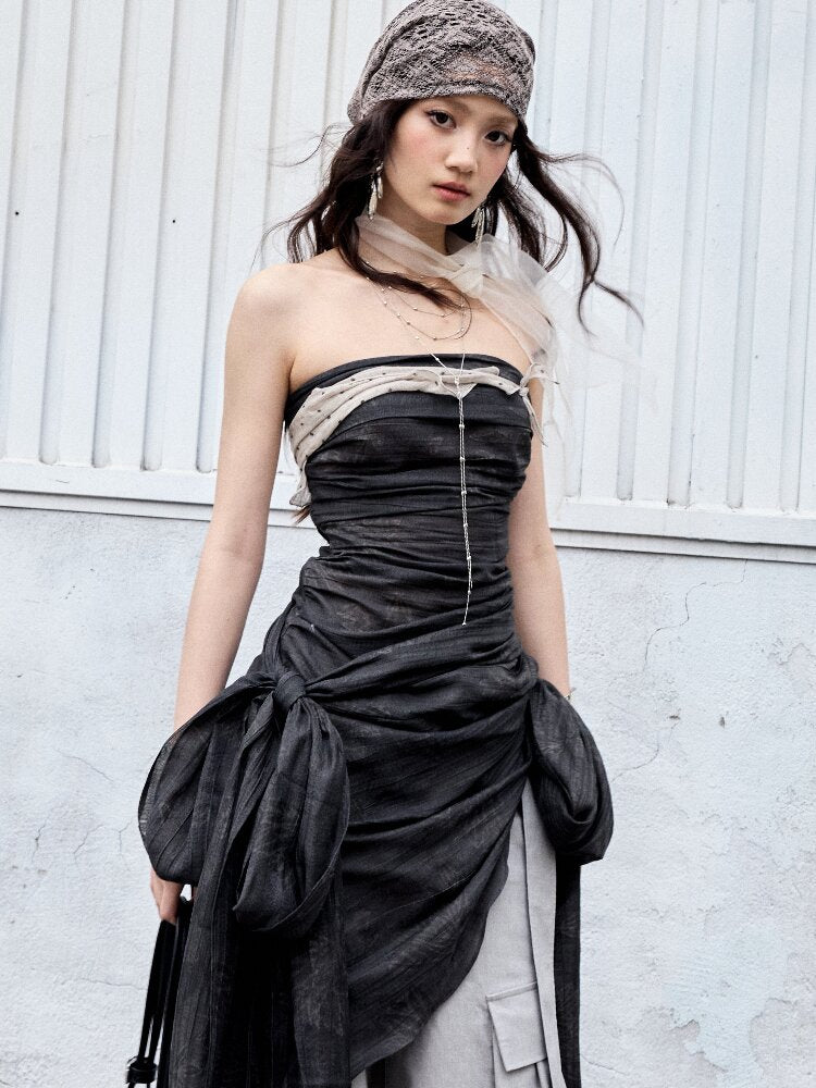 Romantic Lace-Up Bow Bandeau Top【s0000016866】