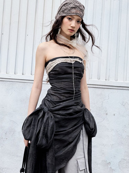 Romantic Lace-Up Bow Bandeau Top【s0000016866】
