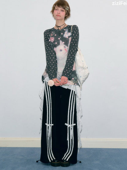 Polka Dot Raglan Cat Sleeve Shirt【s0000017885】
