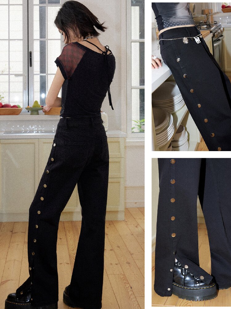 Metal Buckle Denim Bootcut Pants【s0000016652】