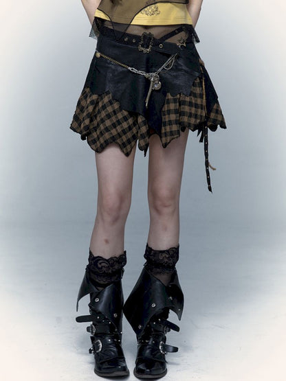 PUNK DARK ROCK STREET IRREGULAR SPLICING HALTER SKIRT [S0000009001]