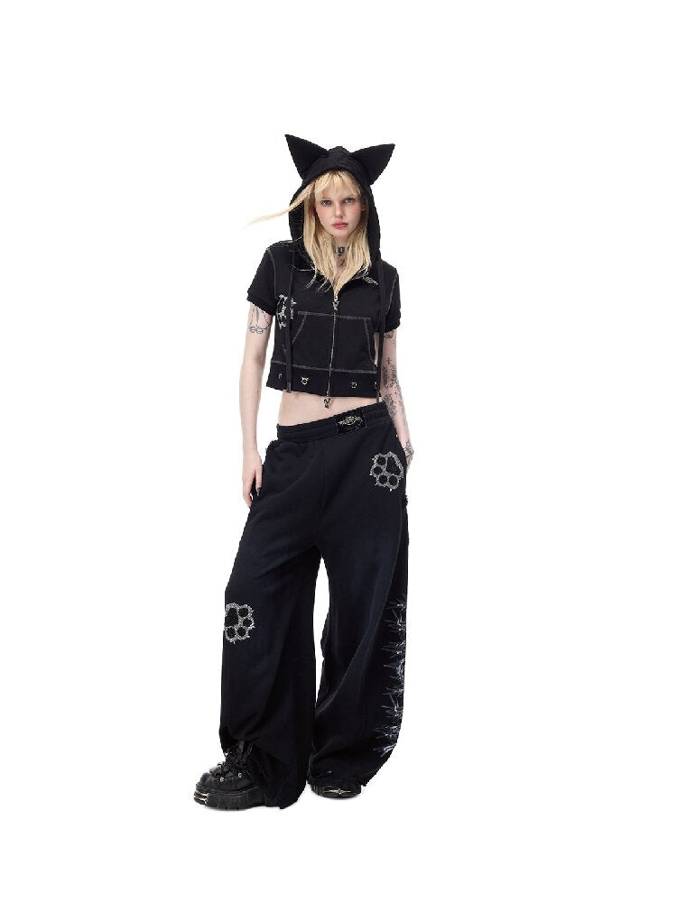 Cat Ear Rhinestone Camo Hoodie【s0000017721】
