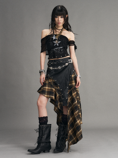 Punk Retro Strappy Plaid Skirt【s0000017534】