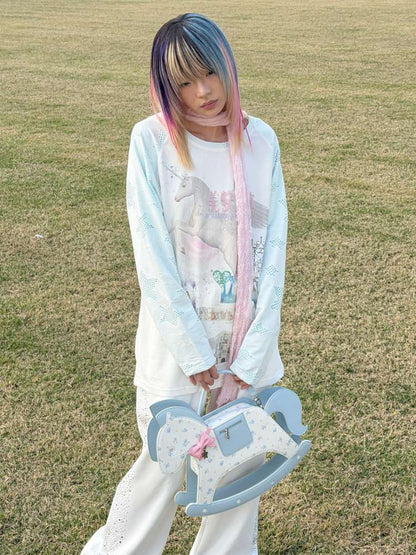 Horse Unicorn Raglan Sleeved Top【s0000015386】