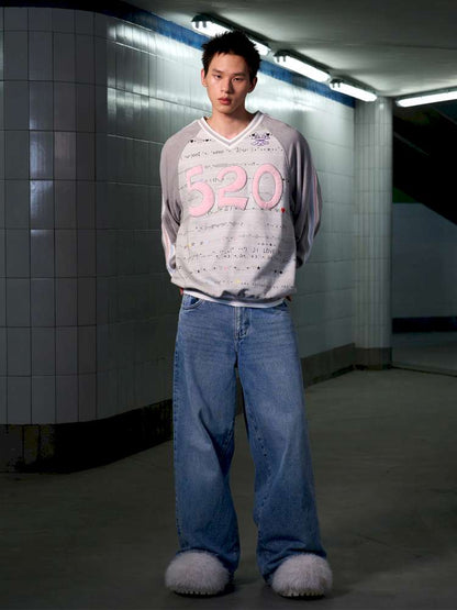 Embroidered Raglan Sleeve Sweatshirt【s0000014638】