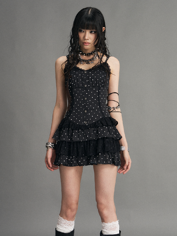 Vintage Lace Polka Dot Cake Dress【s0000017530】