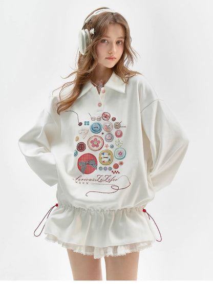 Polo Neck Waisted Sweatshirt Dress【s0000011516】