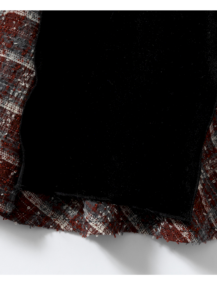 Vintage Baroque Velvet Check Dress【s0000014935】