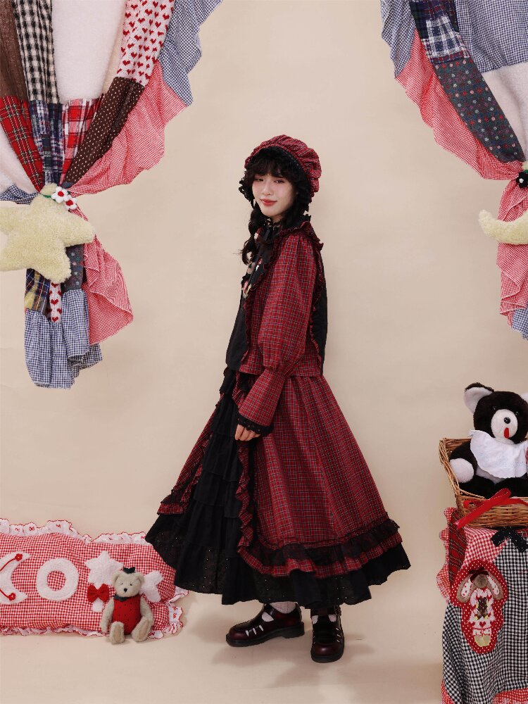 Plaid Lace Cake Waltz Skirt【s0000019284】
