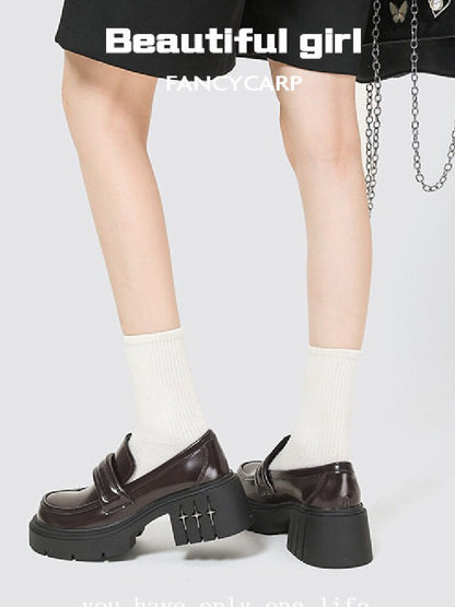 Thick Soled Casual Heel Loafers【s0000015718】