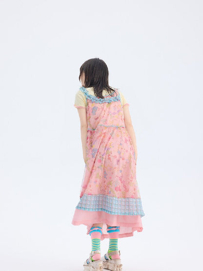 Rabbit Mesh Asymmetrical Strap Dress【s0000017691】