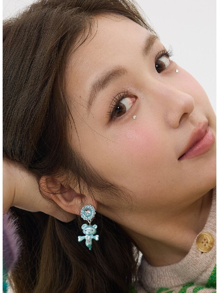 Two Color Resin Bear Ghost Earrings【s0000016190】
