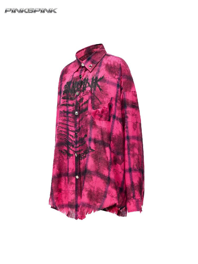 Electric Moon Riveted Plaid Shirt【s0000017724】