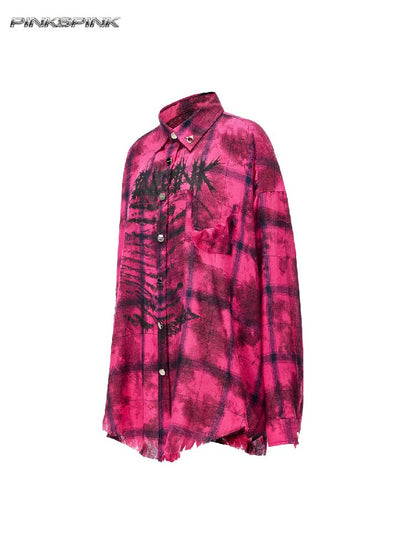 Electric Moon Riveted Plaid Shirt【s0000017724】