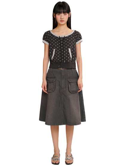 Double zipper one shoulder short sleeve t-shirt【s0000013430】