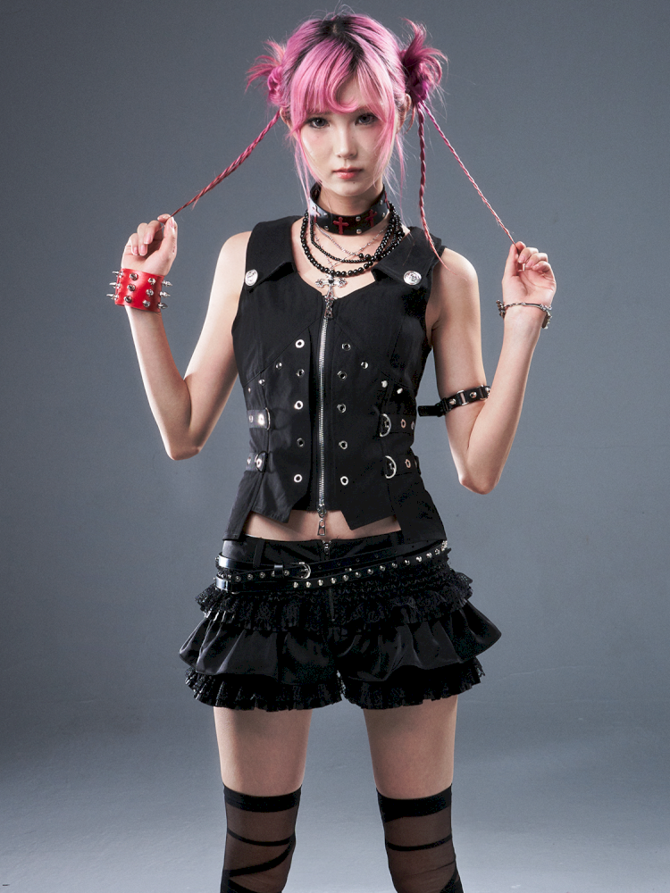 Punk Metal Slim-Fit Waist-Defining Vest【s0000012939】