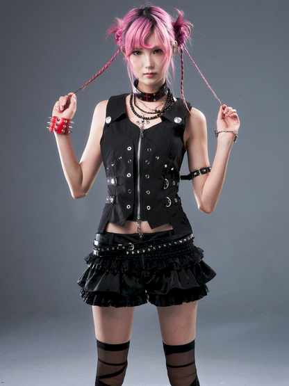 Punk Metal Slim-Fit Waist-Defining Vest【s0000012939】