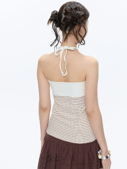 Diamond Striped Halterneck Top【s0000016386】