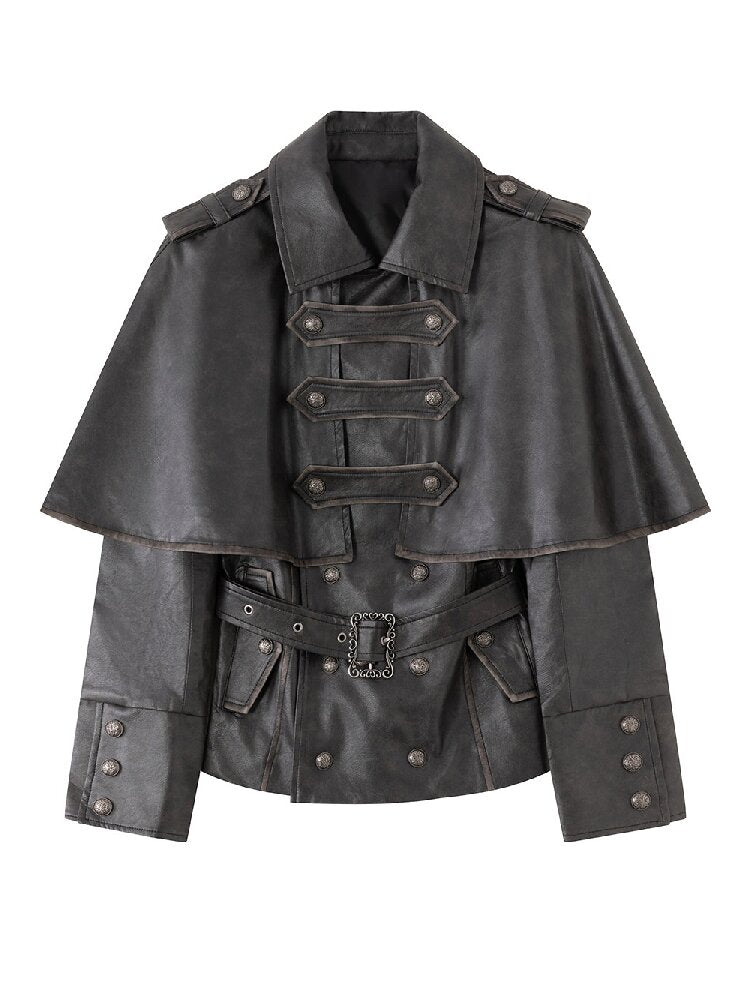 Vintage Belt Cavalry Cape Jacket【s0000018520】