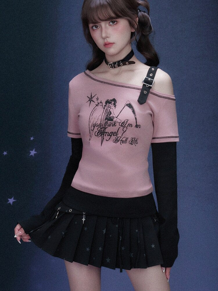 Fake Two Angel Printed T-shirt【s0000015767】