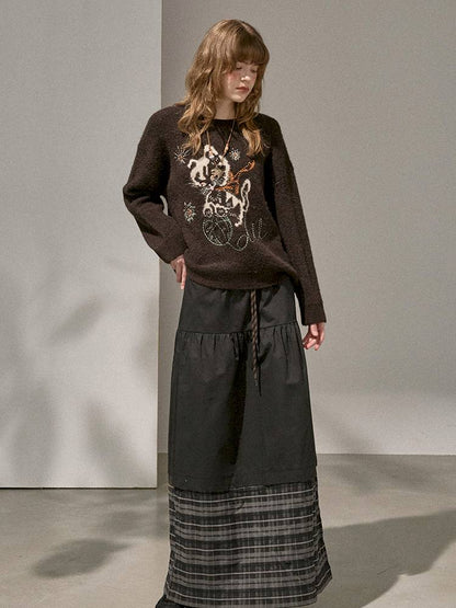 Playful Kitten Round Neck Long Sleeve Sweater【s0000014402】