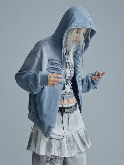 Destroyed Blue Napoleon Sweatshirt【s0000018553】
