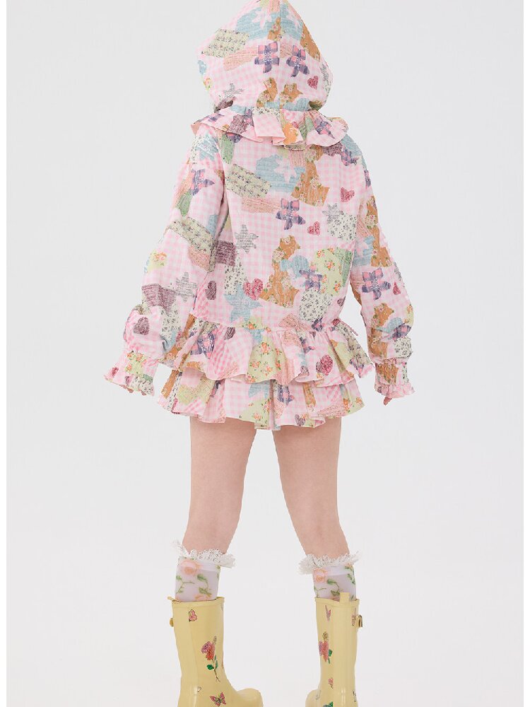 Pink Lace Print Collar Coat Suit【s0000016192】